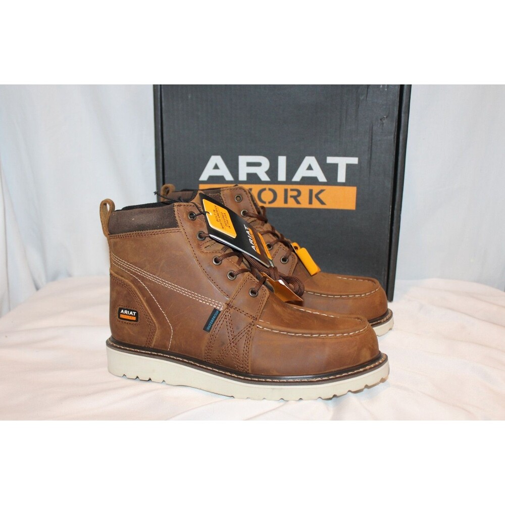 ARIAT Women's Wedge Moc Toe H2O Comp Toe Leather Work Boots Aged Honey NIB 9.5 C